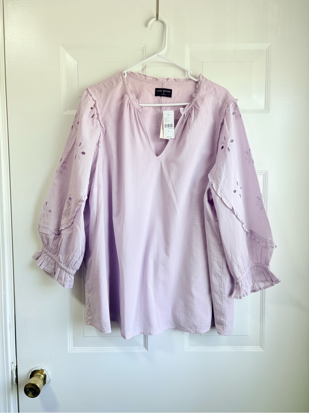 Lane Bryant Lilac Eyelet Sleeve Tunic Top 100% Cotton Plus Size 20